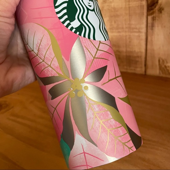 NWT Starbucks Pink Poinsettia Leaf 2020 Winter - Picture 13 of 14